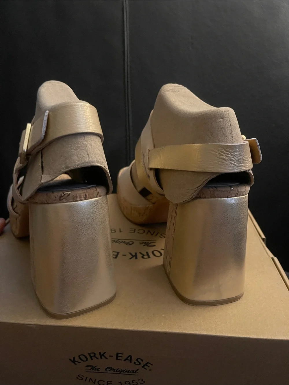 Kork-Ease Women’s Maxi Nude/ Neutral  Gold Combo Platform Sandal Sz 11 NWB